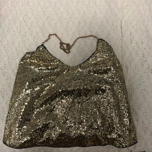 Shiny sequin gold halter top